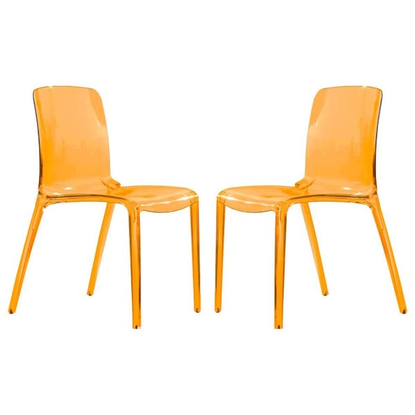 Leisuremod Murray Modern Dining Chair, Transparent Orange, 2PK MC20TOR2 - main