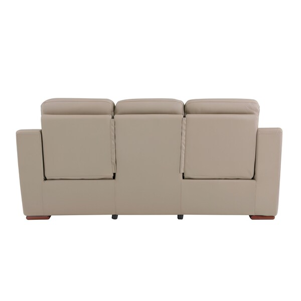 Homeroots 90" Beige Faux Leather Sofa With Brown Legs 343837 - main