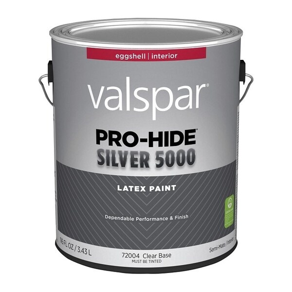 Valspar Pro-Hide Silver 5000 Interior Paint, Water Base, Eggshell Sheen, Clear, 1 gal, Metal Pail 028.0072004.007 - main