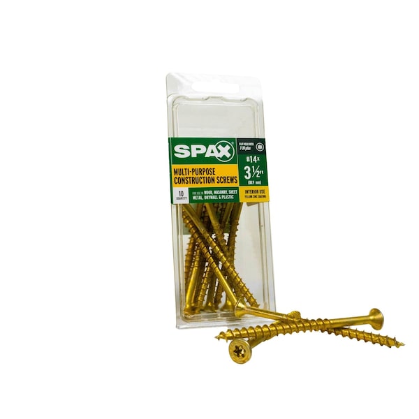 Spax #14 x 3-1/2 in Interior Wood Screws Construction Flat Head T-Star Plus, 10PK 4191020600902 - main