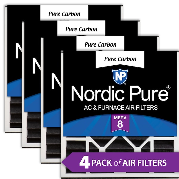Nordic Pure 20x20x5 Pure Carbon Pleated Air Filter, High Capacity, MERV 8, 4 PK 20x20x5ABPCP-4 - main