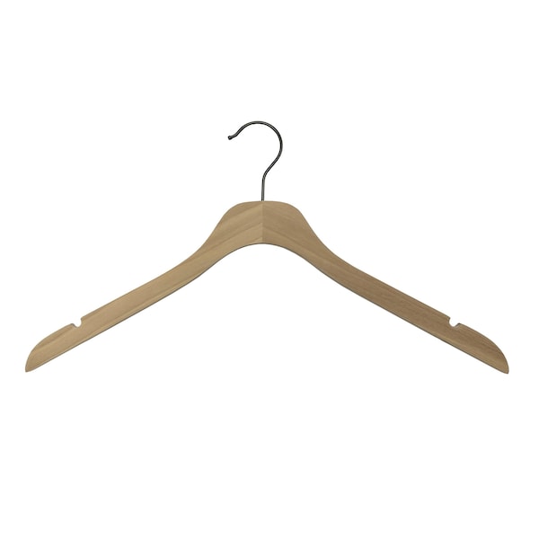 Nahanco 17in Raw Wooden SlimLine Shirt/Dress Hanger w/ Gunmetal Hook, 50PK SL7151750GM - main