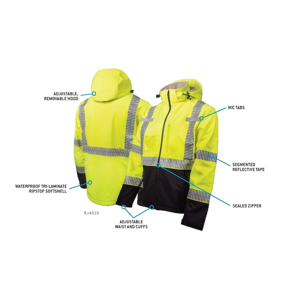 Pyramex Jacket, Ribstop Polyester, Hi-Vis Lime, L RJ4010L - main