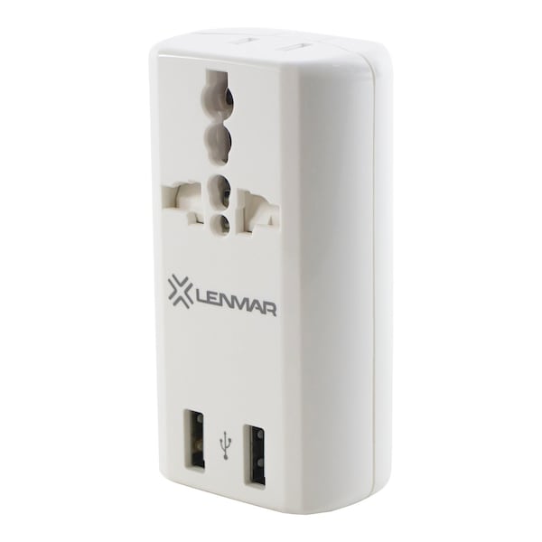 Lenmar Ultra-Compact All-in-One Travel Adapter with USB Port, White AC150USBW - main