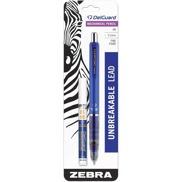 Zebra Pen DelGuard Mechanical Pencil 0.5mm Blue 1pk with Bonus Lead 58621 - main