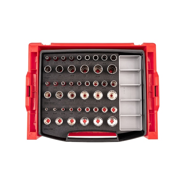 Tekton 3/8in Dr Shallow, Semi-Deep, and Deep 12pt Socket Set with Open Top Drawer and Rack, 45pc (1/4-1in) SHD91703 - main