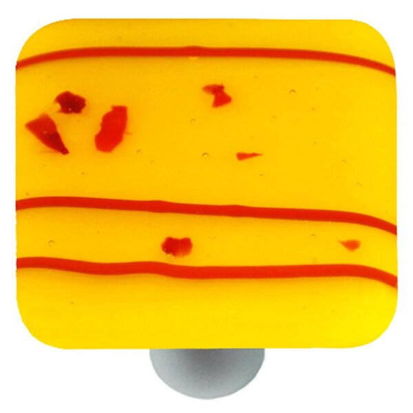 Towels Usa Mardi Gras Red with Sunflower Yellow Square Glass Cabinet Knob - Aluminum Post TO2522015 - main