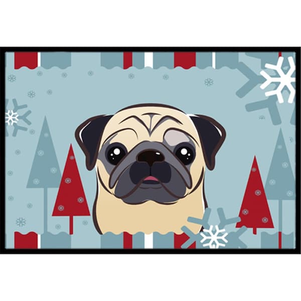 Jensendistributionservices Winter Holiday Fawn Pug Indoor & Outdoor Mat, 24 x 36 in. MI2556700 - main