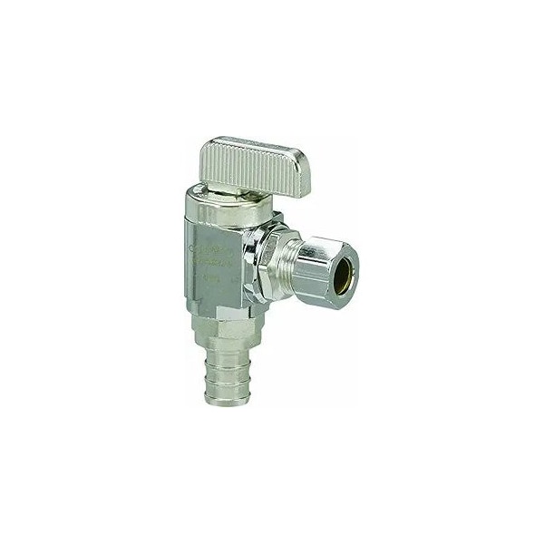 Viega Pureflow Crimp Stop Valve Angled Crimp 0.375 Cts 0.25 Chrome-Plated Brass 46002 - main