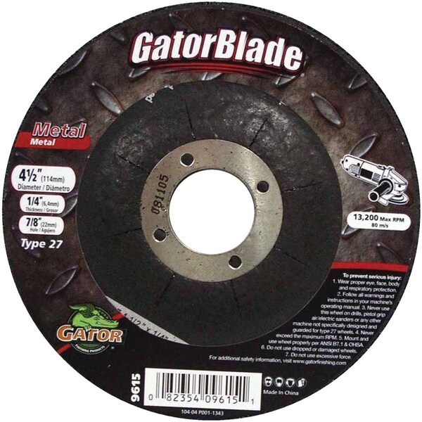 Gator Blade Type 27 4-1/2'' x 1/4'' x 7/8'' Metal Cut-Off Wheel 9615 - main