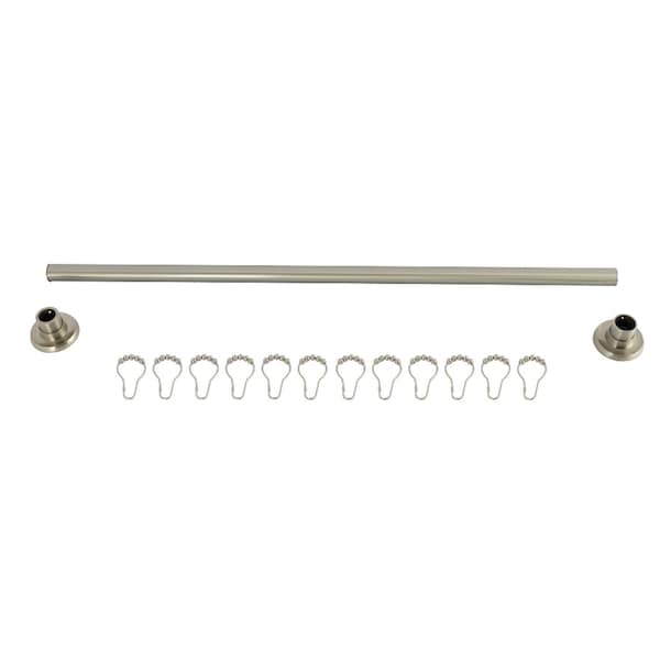 Kingston Brass 36"-60" Stainless Steel Adjustable Shower Curtain Rod with Rings, Brushed Nickel KSR368 - main