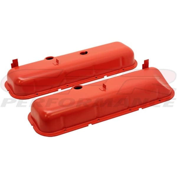 Hands On 1965-72 Chevy Big Block 396-427-454 Tall OEM Style-Recessed Corner Steel Valve Covers - Orange HA1320812 - main