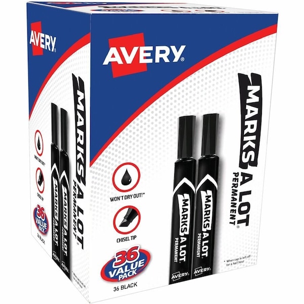 Avery Dennison Black Permanent Marker, 36 PK 98206 - main