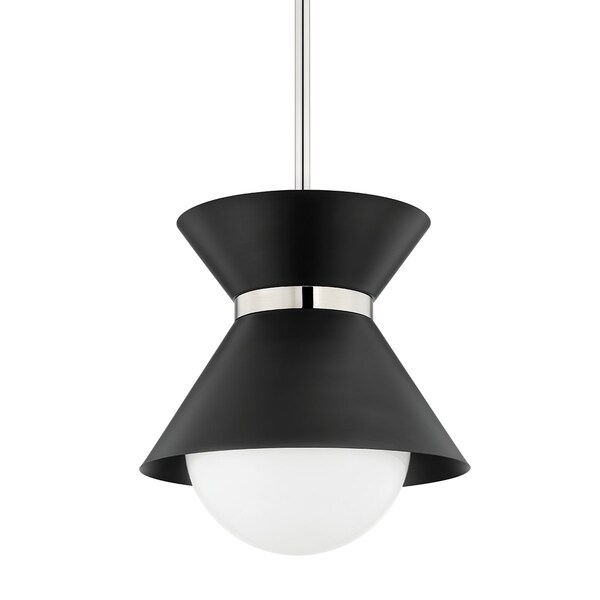 Troy Lighting Scout 1 Light Pendant 20 In. Soft Black/Polished Nickel F8620-SBK/PN - main