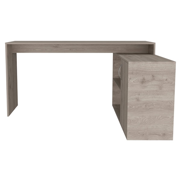 Homeroots 60" Light Gray Wood L Shape Writing Desk 535155 - main