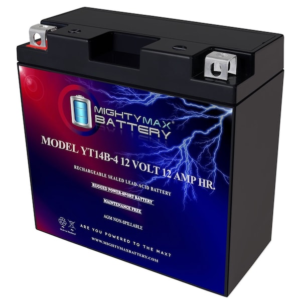 Mighty Max Battery YT14B-4 - 12 Volt 12 AH, 115 CCA, Rechargeable Maintenance Free SLA AGM Motorcycle Battery MAX4131774 - main
