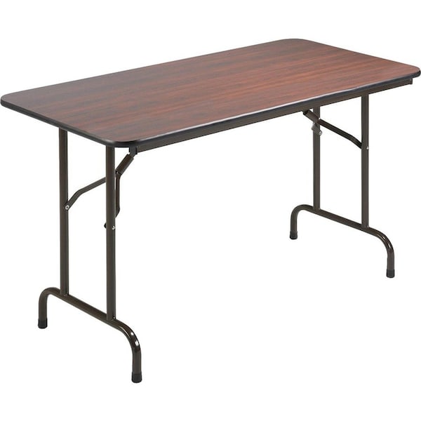 Lorell Rectangle Lorell Economy Folding Table, 24 W, 48 L, 20 H, Melamine Top, Mahogany LLR65759 - main