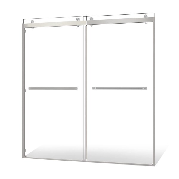 Fab Glass And Mirror Portofino 56-60in. W x 62in. H Double Sliding Frameless Shower Door with 3/8in. Thickness Cl SHPR60X62CH - main
