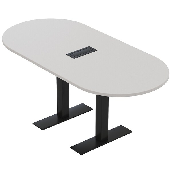 Skutchi Designs 6ft Racetrack Conference Table With Power | Harmony Series | 6 Person Meeting Room Table HAR-RAC-36X72-T.BK-U779-EBLK - main