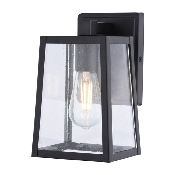 Vaxcel Sutton, 9.5 in H, Black Outdoor Wall Sconce, Seeded Glass, LED Compatible T0817 - main