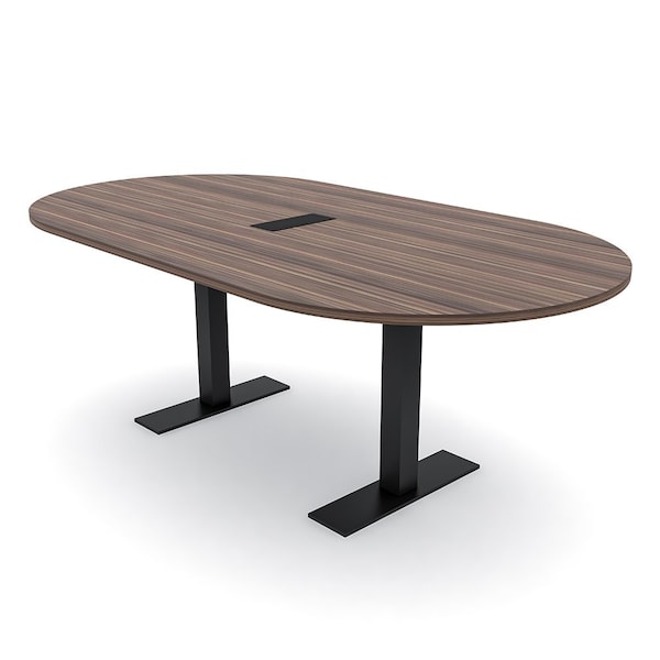 Skutchi Designs 6 Person Conference Table With Power Unit | 6' Racetrack Table | Harmony Series HAR-RAC-48X72-T.BK-H3041-EBLK - main