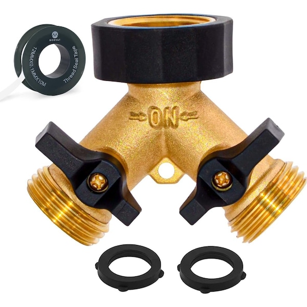 Morvat Heavy Duty Brass & Rubber 2 Way Garden Hose Y Splitter MOR-RG-BCONNECTOR-2-A - main