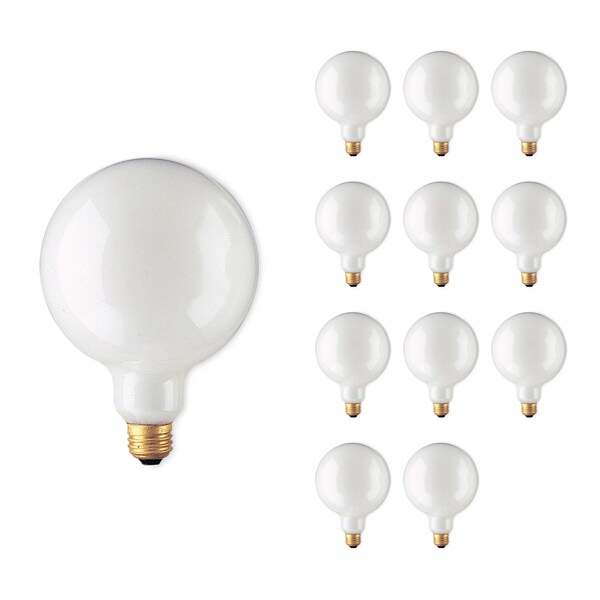 Bulbrite Pack of 12 Incandescent G40 Medium Screw Base E26 Light Bulb, 60 Watt, White, 12PK 861046 - main