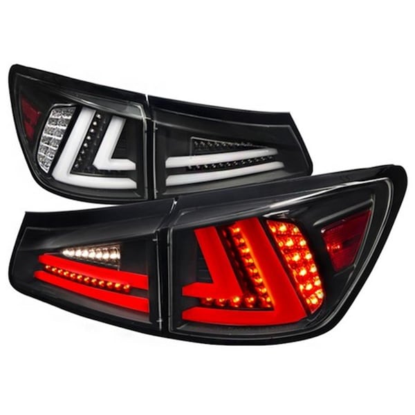 Overtime LED Tail Lights for 06 to 08 Lexus IS250, Black - 8 x 18 x 29 in. OV3756085 - main