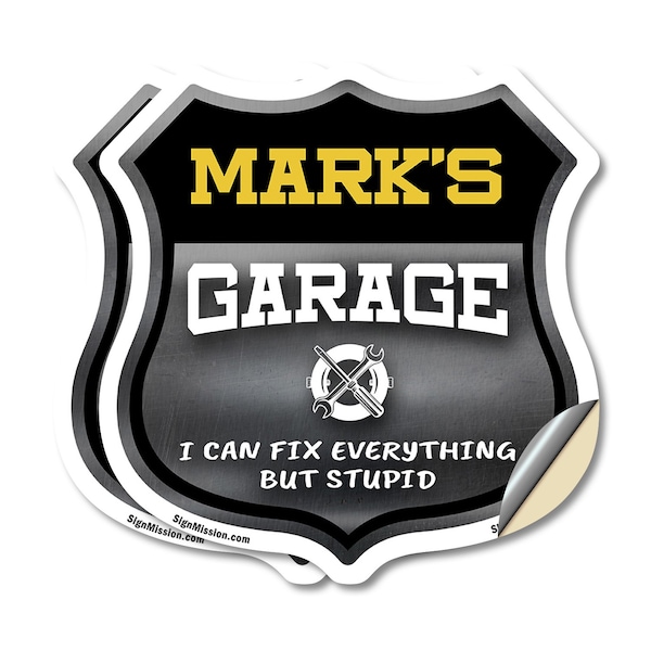 Signmission Mark's Garage I Can Fix Everything But Stupid, 4 inch X 4 inch, Vinyl Decal, 2PK SHI-D-2PACK-4-490-MARK - main