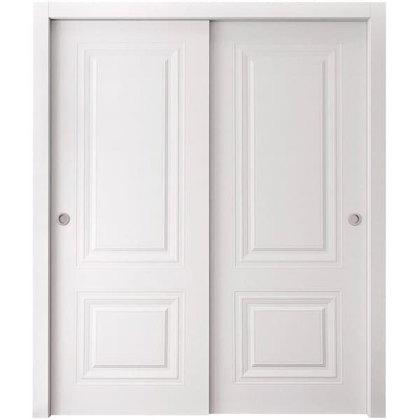 Sartodoors Sliding Closet Bypass Doors 48 x 84 inches, BASIC 9772 White, Rails Hardware Set, Wood Solid Bedr BASIC9772DBD-SKIN-4884 - main