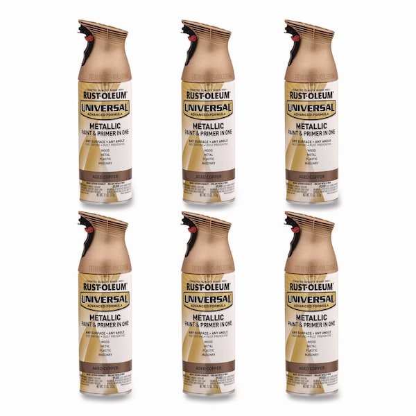 Rust-Oleum Universal Premium Spray Paint, Aged Copper, 12 oz Aerosol Can, 6PK 249132 - main