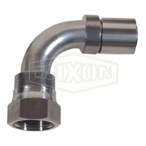 Dixon Smooth Bore Hose-to-Tube Fitting with Crimp Collar, Adapter, Dash 4 x 1/4 in, Hose x FJIC, 304 Stain FJS90-04-04 - main