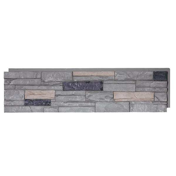 Durakwik Stone Siding Panel, 13 in L, 48 in W, 2 in Thick, Interlocking Edge, Ledgestone Profile, 4PK 308RBP - main
