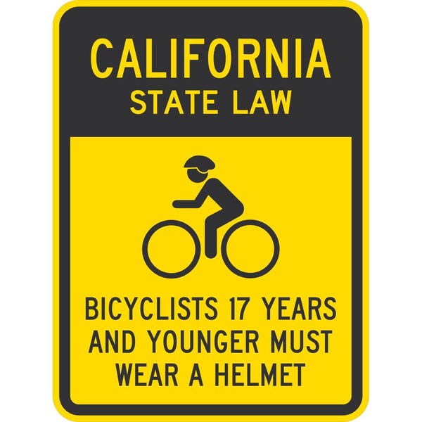 Lyle Bicyclists 17 Years And Younger Must Wear A Helmet (Cyc, 18x24, High Intensity Prismatic, Yellow G-10775-HI_18x24 - main