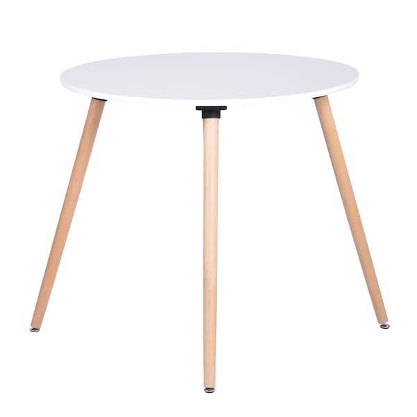 Homeroots 32" White and Natural Wood Round Top Dining Table 568215 - main