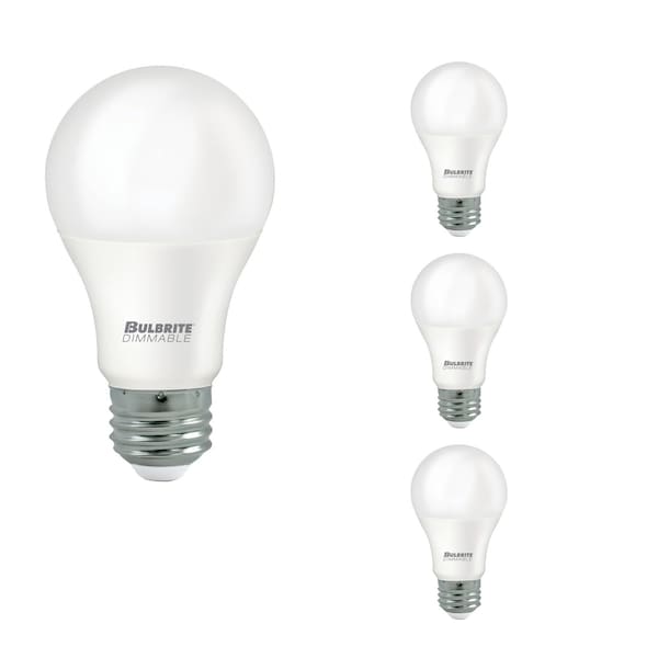 Bulbrite 11 W Dimmable Frost A19 LED Light Bulbs with Medium (E26) Base, 3000K Soft White Light, 11, 4PK 862729 - main