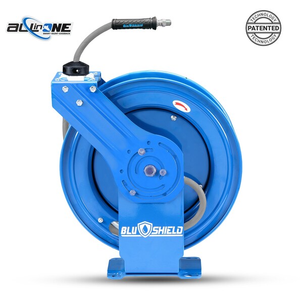 Blushield Rubber Pressure Washing Hose Reel 3/8in X 50 Dual Arm with 6ft Lead-in-Hose - All In One PWR3850-NM-AIO - main