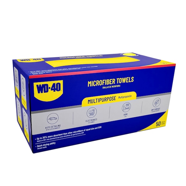 Wd-40 Extra Absorbent Microfiber Towel - Yellow Color, 50PK L40110Y - main