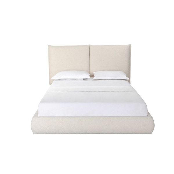 Homeroots Beige Tufted Boucle Queen Bed Frame 606424 - main