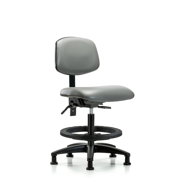 Blue Ridge Ergonomics Vinyl Chair, Med Bench, Foot Ring, Glides, Sterling BR-VMBCH-RG-T0-A0-BF-RG-8840 - main