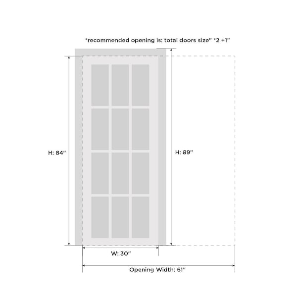 Sartodoors Pocket Interior Door, 30" x 84", White QUADRO4055PD-WS-3084 - main