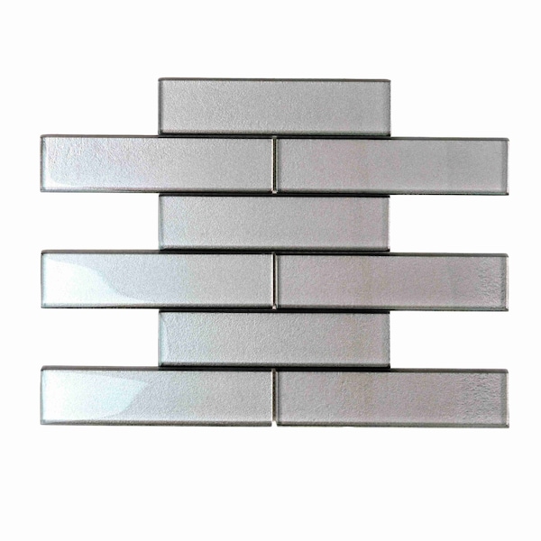 Apollo Tile Gray 11.8 in x 11.8 in Glass Glossy Floor and Wall Mosaic Tile 4.83 sqft/case, 5PK APLC8806A - main