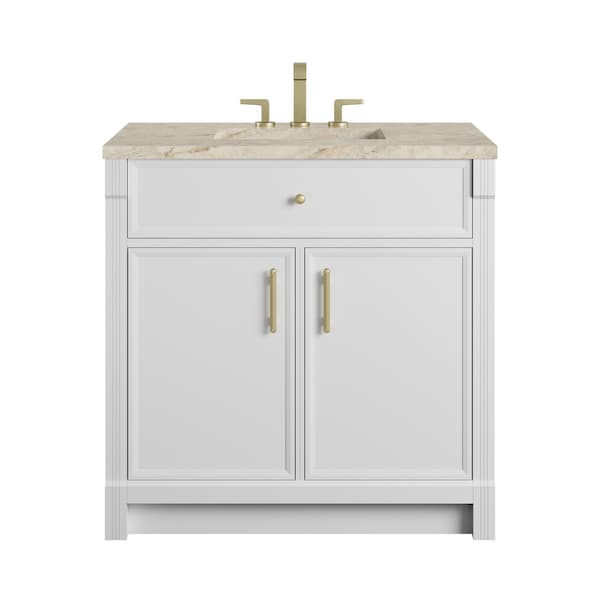 James Martin Vanities Bellshire 36" Single Vanity, Bright White w/ 3 CM Tajnar Eclos Top 660-V36-BW-3TJR - main