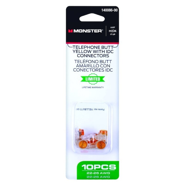 Monster Cable Just Hook It Up 0 ft. L Yellow Butt Splice 140086-00 - main