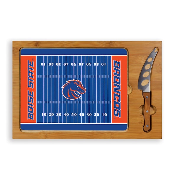 Picnic Time Family Of Brands NCAA Boise State Broncos Football Field Icon Glass Top Cutting Board & Knife Set 910-00-505-704-0 - main