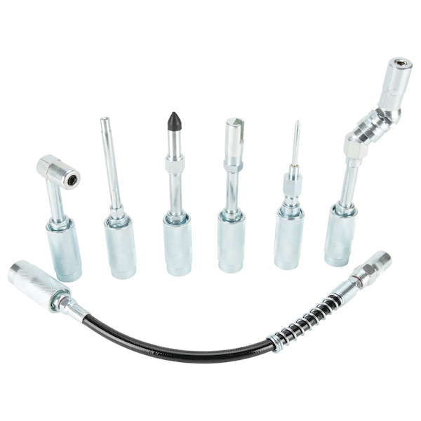 Performance Tool 7 pc. Grease Gun Kit, Angle Tip, Hose Extension, Couplers W50049 - main