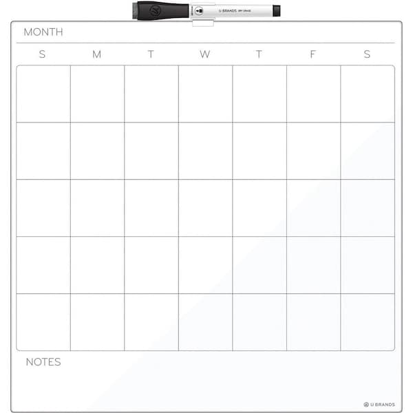 U Brands Magnetic Dry Erase Calendar Board, White UBR461U0004 - main