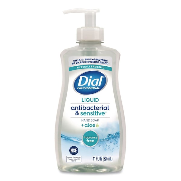 Dial Professional Antibacterial and Sensitive Fragrance-Free Liquid Hand Soap, Unscented, 11 oz Pump Bottle 1700035476 - main