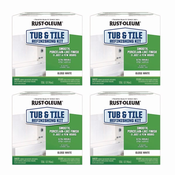 Rust-Oleum Specialty Tub and Tile Refinishing Kit, Gloss White, Quart, 4PK 384165 - main