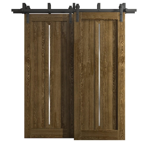 Sartodoors Sliding Closet Barn Bypass Doors 60 x 80 inches, Ego 5014 Marble Oak, Modern 6.6ft Rails Hardware EGO5014BBB-DMR-60 - main